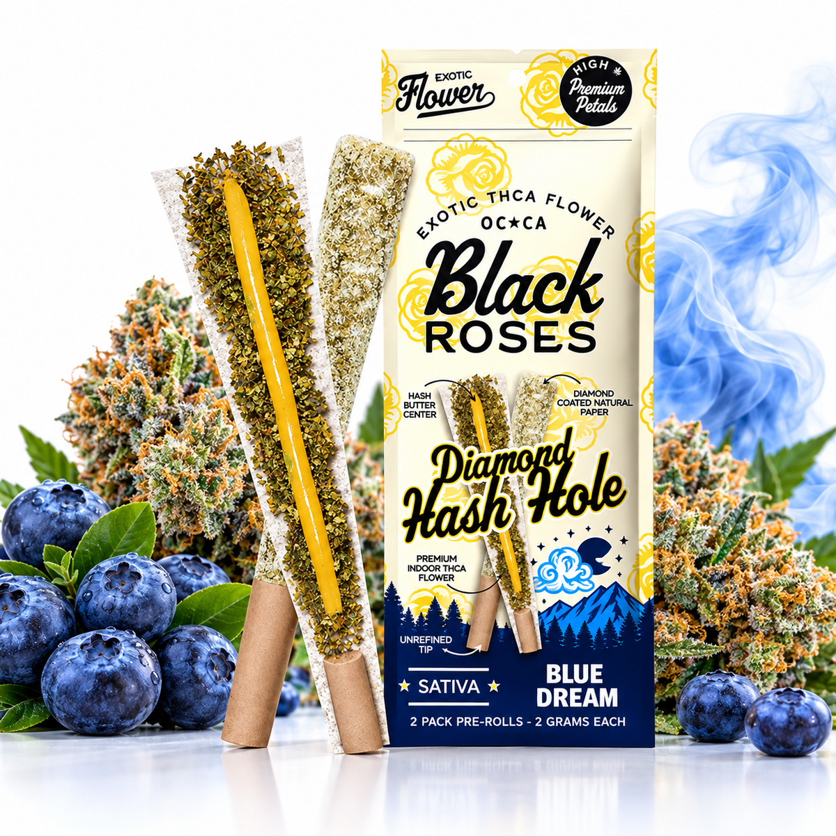 Black Roses Diamond Hash Hole Pre-Rolls 4g | GPH