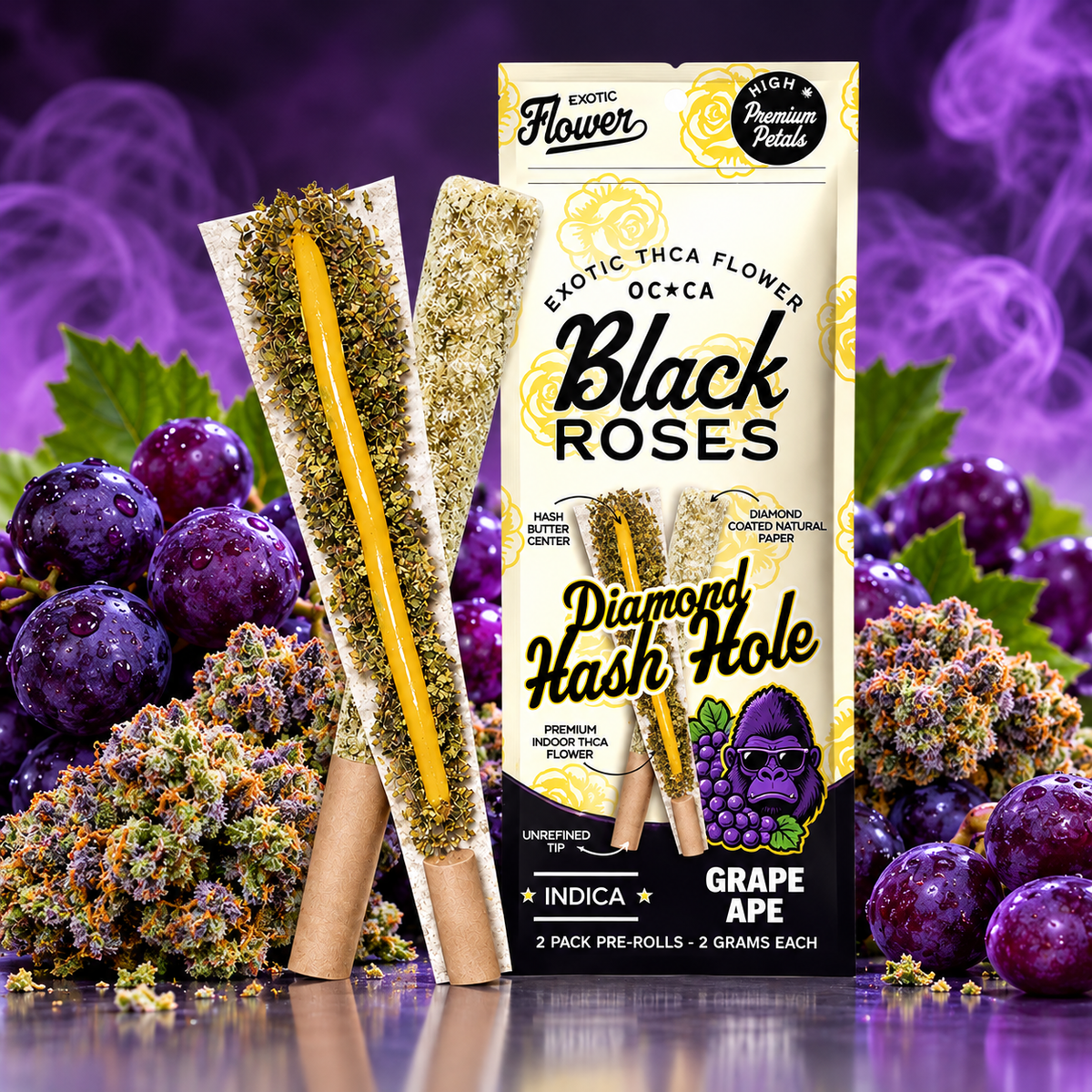 Black Roses Diamond Hash Hole Pre-Rolls 4g | GPH