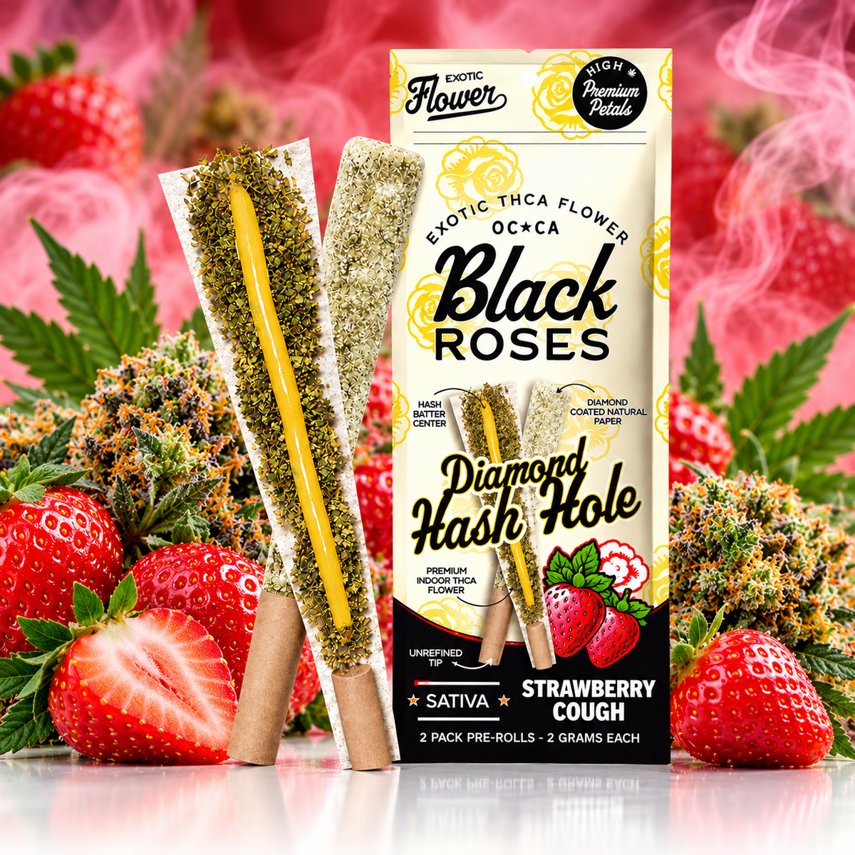 Black Roses Diamond Hash Hole Pre-Rolls 4g | GPH