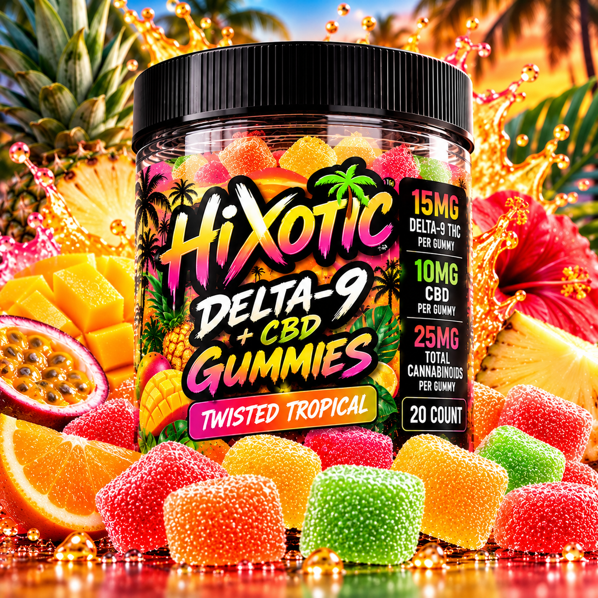 HiXotic Delta-9 THC + CBD Gummies | 25mg Per Gummy