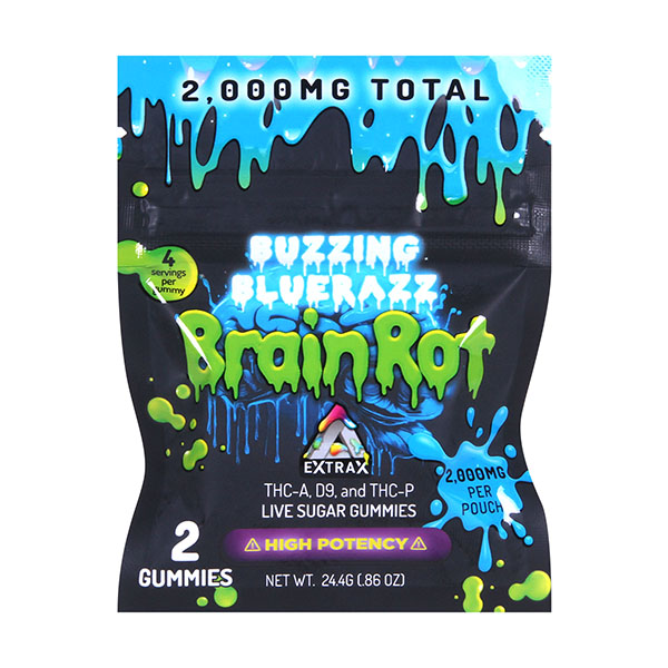 Delta Extrax Brain Rot Live Sugar Gummies – 2 Count | 2000mg
