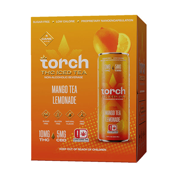 Torch THC Seltzer & Iced Tea – 4-Pack | 10mg THC + 5mg CBD per Can