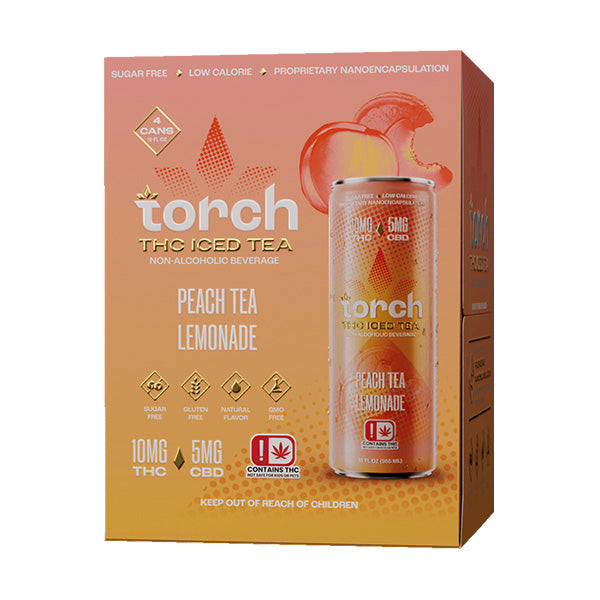 Torch THC Seltzer & Iced Tea – 4-Pack | 10mg THC + 5mg CBD per Can